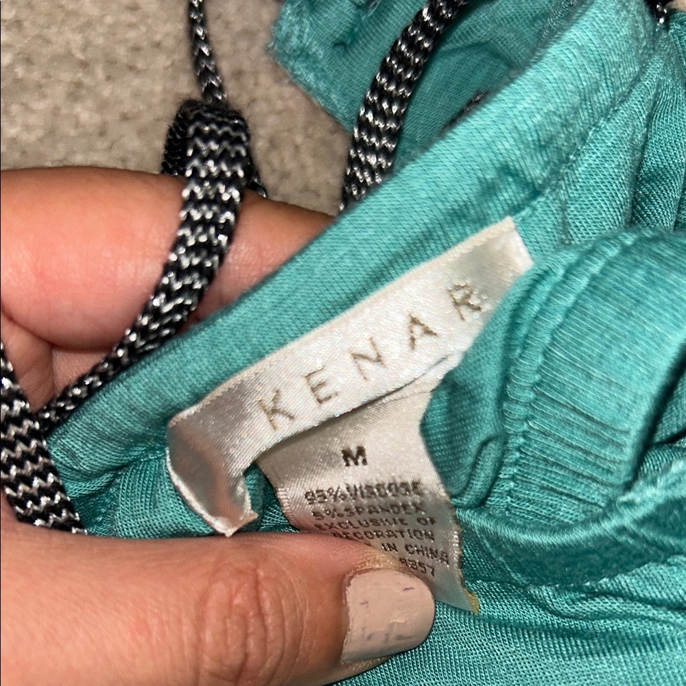 Kenner Teal Beaded Women's Criss Cross Strap Top - Picture 4 of 6